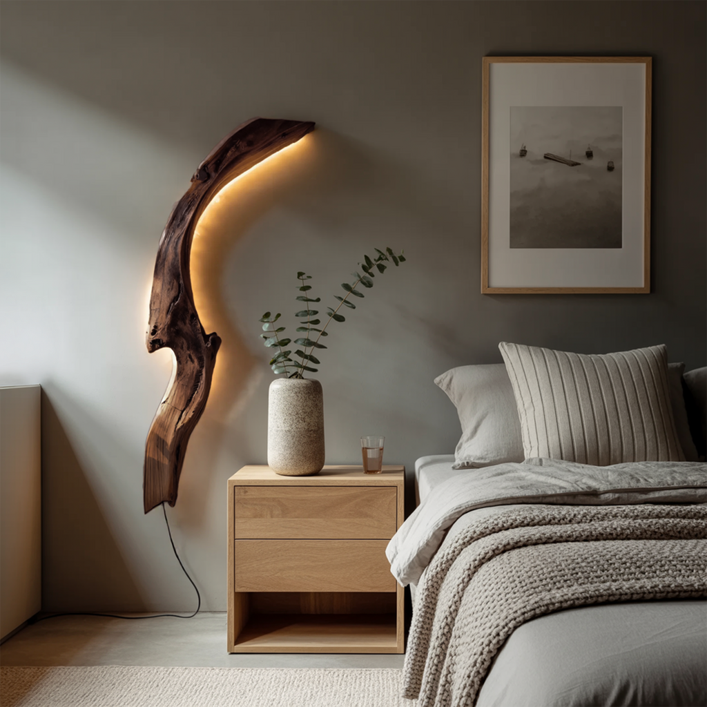 Minimalist Organic Wall Light For Bedroom Or Hallway Decor